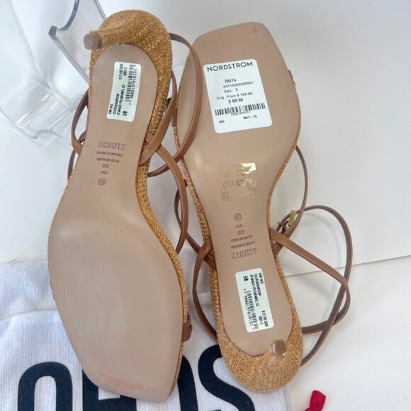 Schutz Bari Womens Brown Leather Sandals Strappy Ankle strap Heels Size 7.5 - Picture 7 of 11